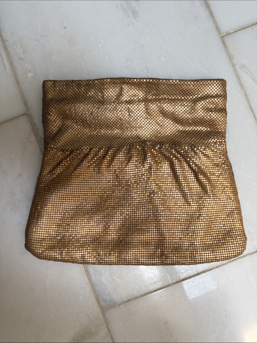 Metallic Gold Chain Link Fold-Over Clutch